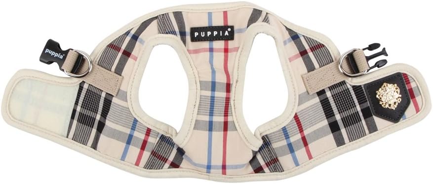 Junior - Kariertes Hundegeschirr, beige XS