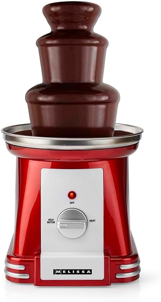 Schokoladenbrunnen | 90 W | 32 cm | 3 Metall-Etagen | Rot / Weiss