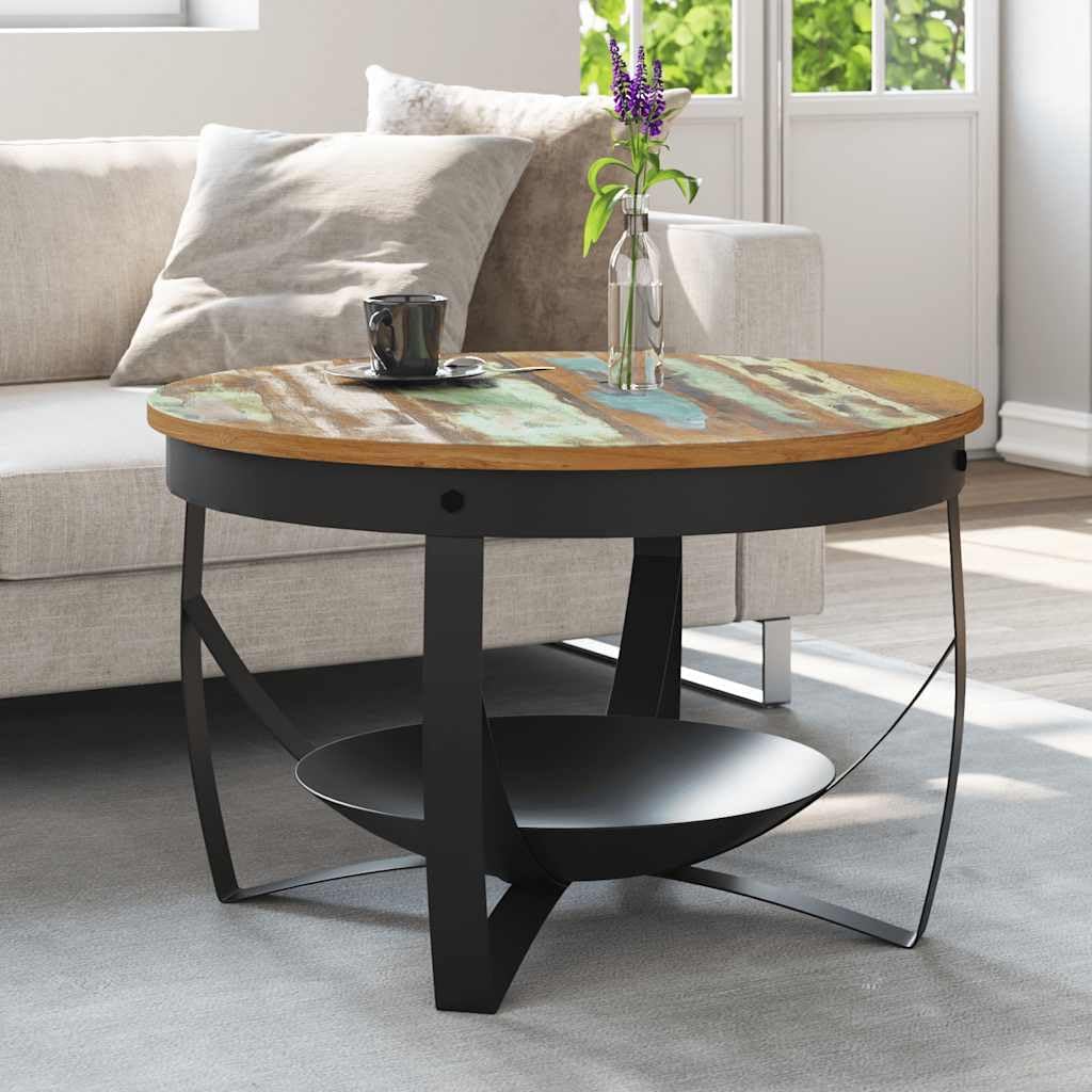 Couchtisch im Industriestil aus recyceltem Holz, recyceltes Massivholz 68 x 43 cm