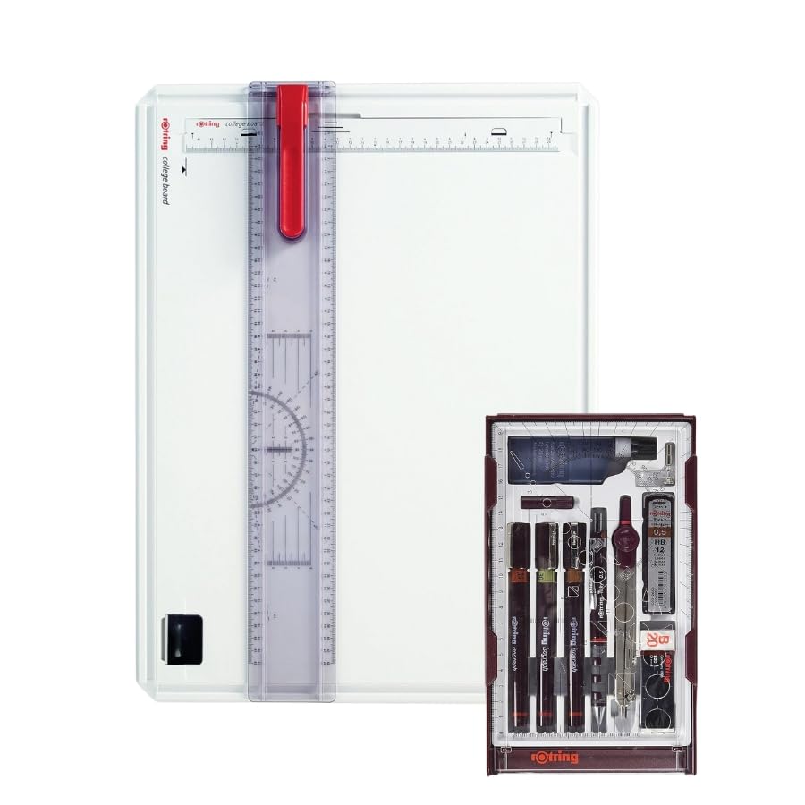 Zeichenbrett & 10-teiliges Isograph Technischer Stift Set