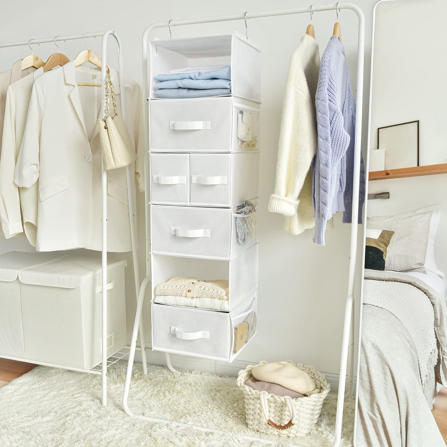 Schrank Hängeorganizer mit 5 Schubladen, Weiss