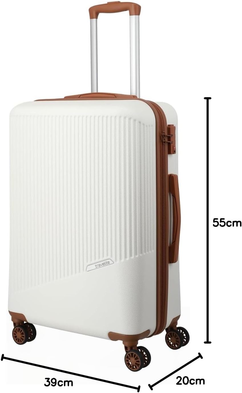 Bali 4 Rollen Kabinentrolley S 55 cm, Weiss/Cognac Trolley Handgepäck (55 cm)