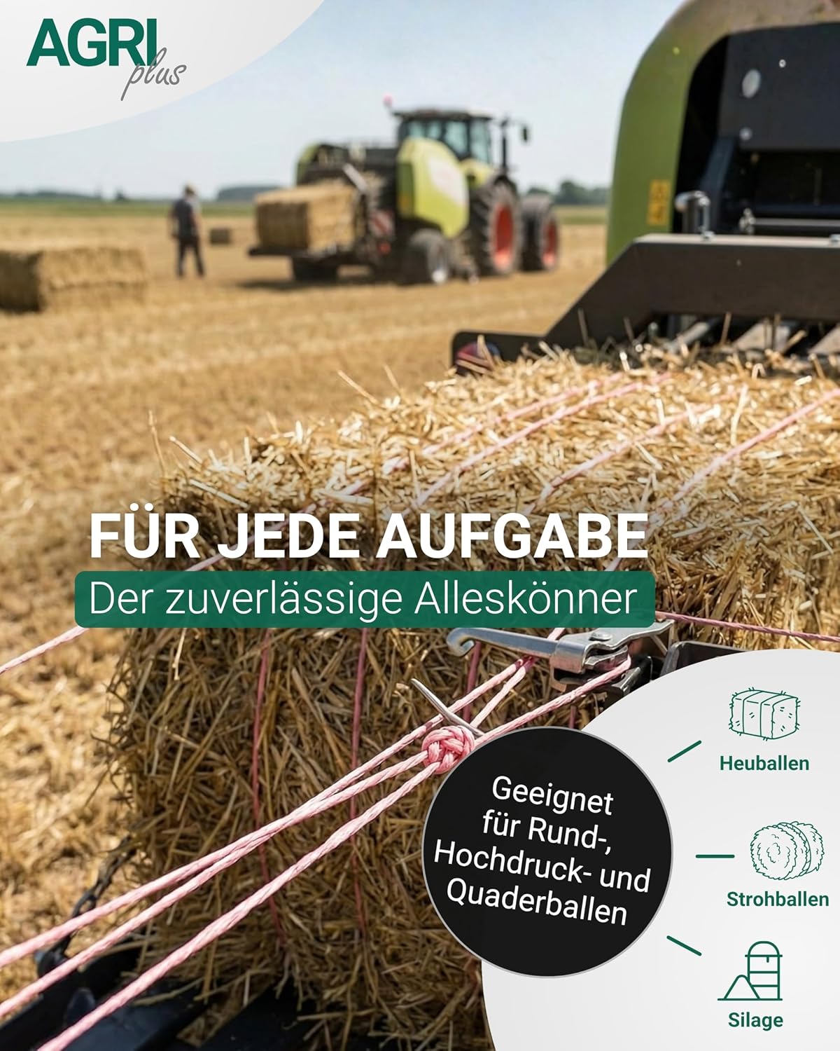 Pressengarn für Hochdruckballen, 2 x 5 kg, Schwarz 10 kg - Für Hochdruckballen 400 m/kg