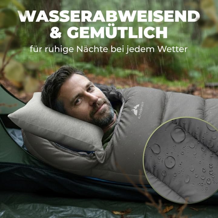 Ultraleichter 3-Jahreszeiten Mumienschlafsack, Grau