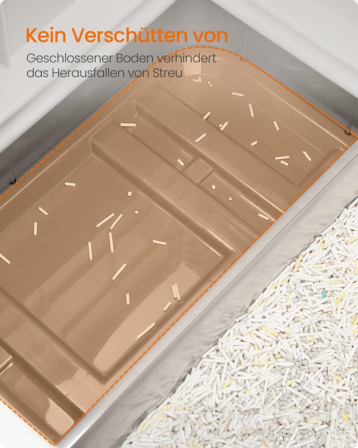 Katzenklo mit Deckel, Einzeln - Gross Haferflockenfarben + Warmgrau
