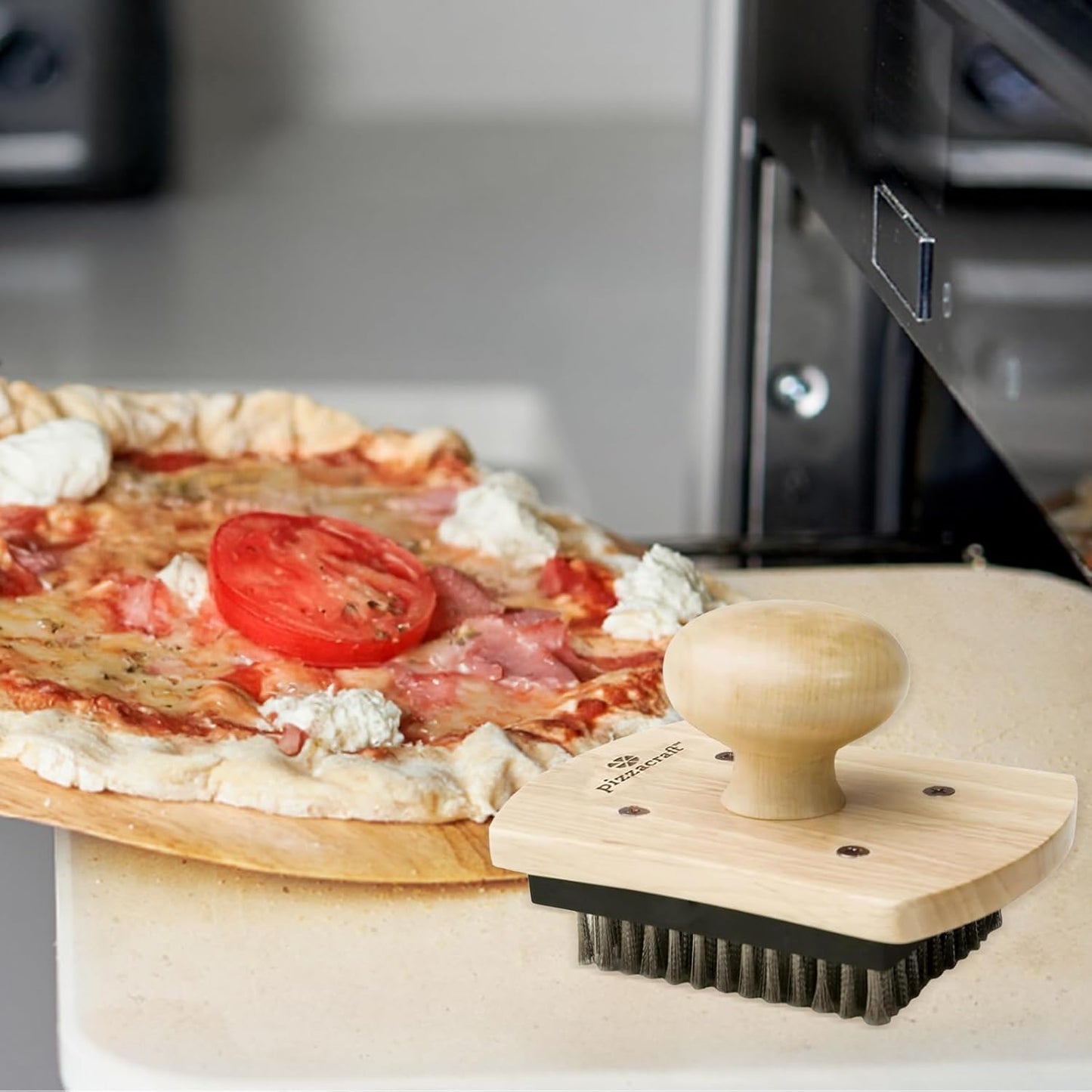 Pizzasteinbürste mit Edelstahlborsten (10,2 x 12,7 cm), A