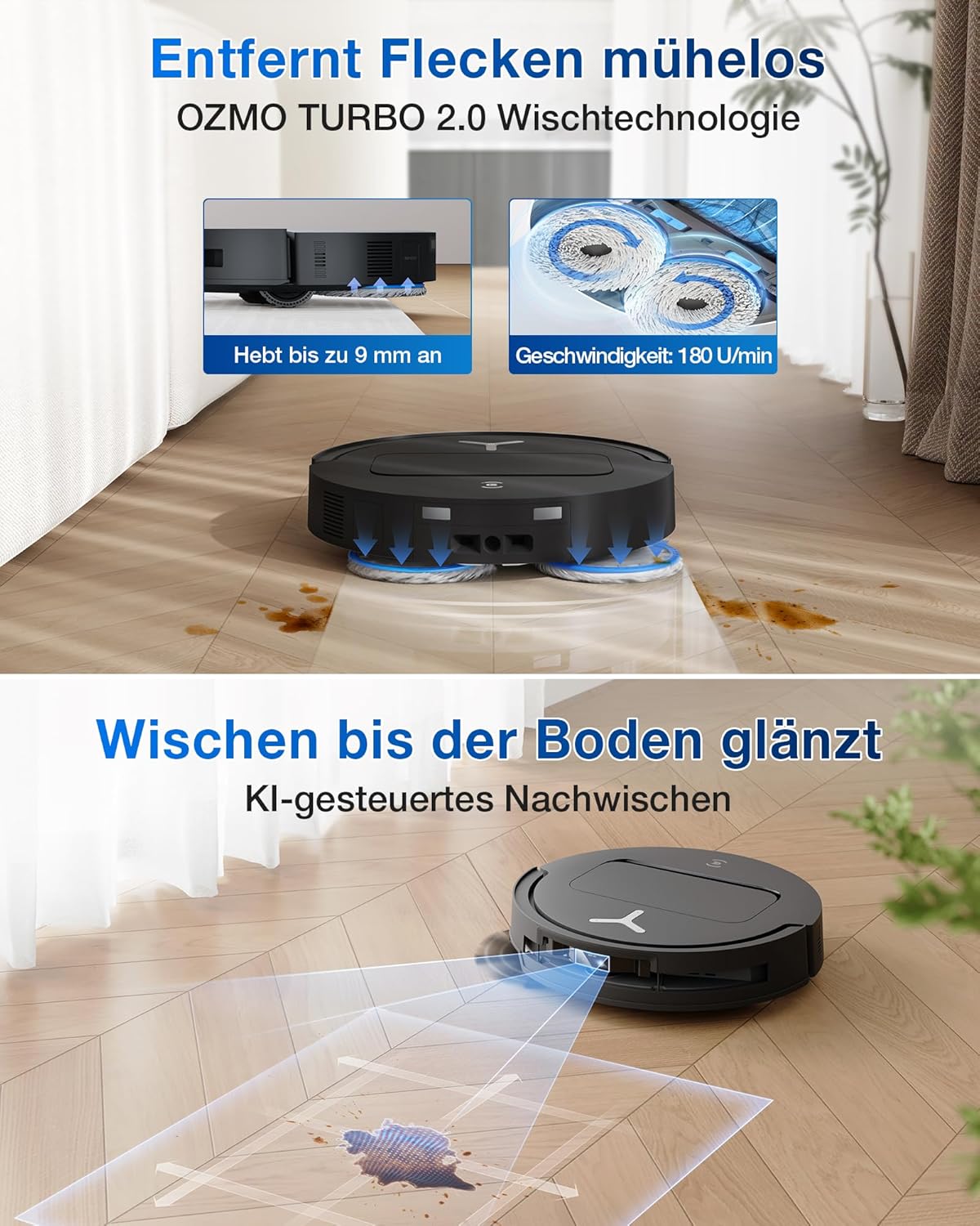 Deebot T50 Pro Saugroboter mit Wischfunktion, T50 PRO Gen2 Schwarz