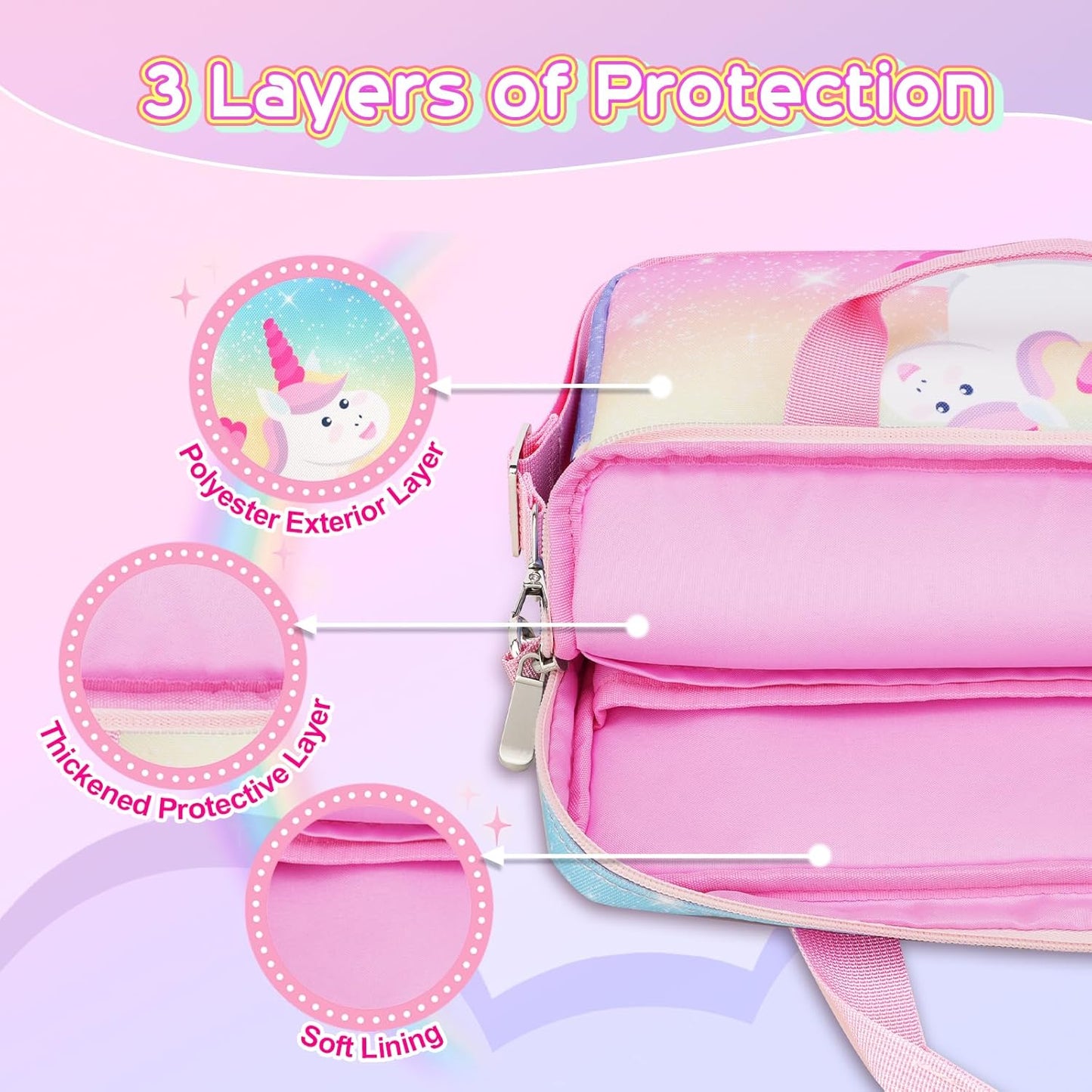 Glänzendes Einhorn Tablet-Tasche für Kinder, Glänzendes Einhorn