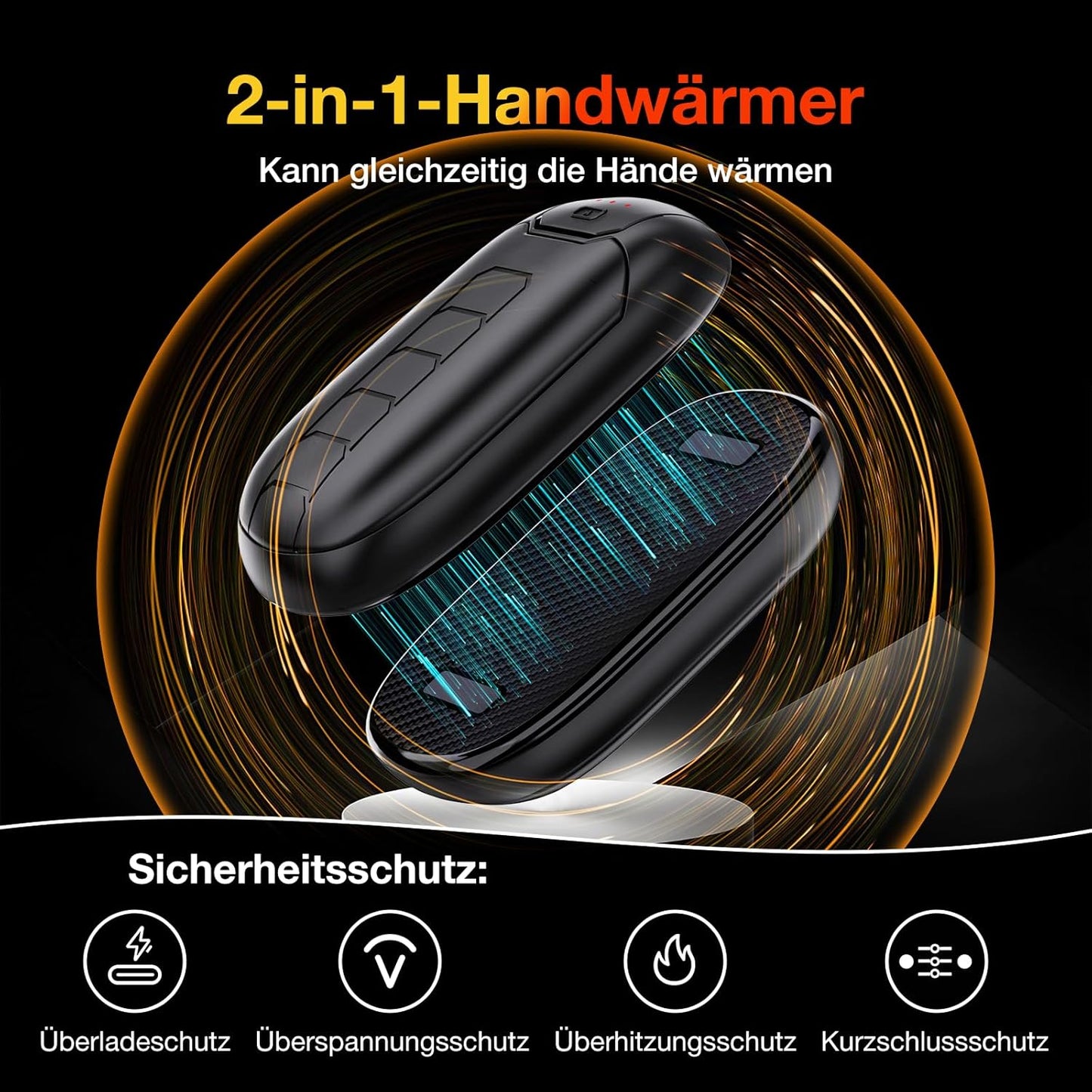 Wiederaufladbare Handwärmer, N1-Schwarz