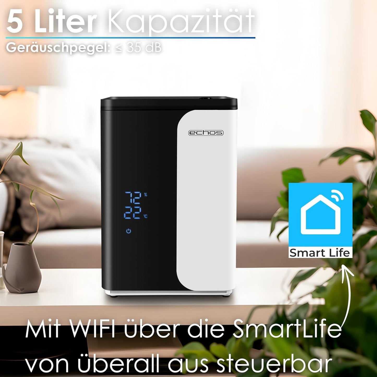 Smart Luftbefeuchter mit HEPA-Filter und App-Steuerung