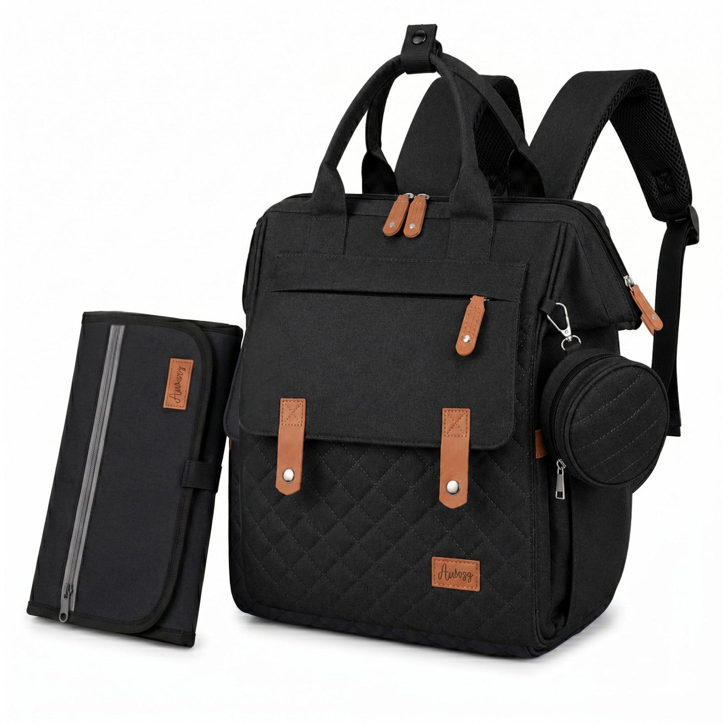 Wickelrucksack mit Wickelunterlage, Schwarz [02] Ohne Personalisierung