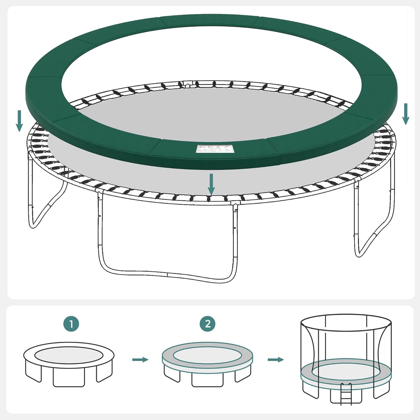Trampolin-Randabdeckung, 366 cm, 366 cm Grün