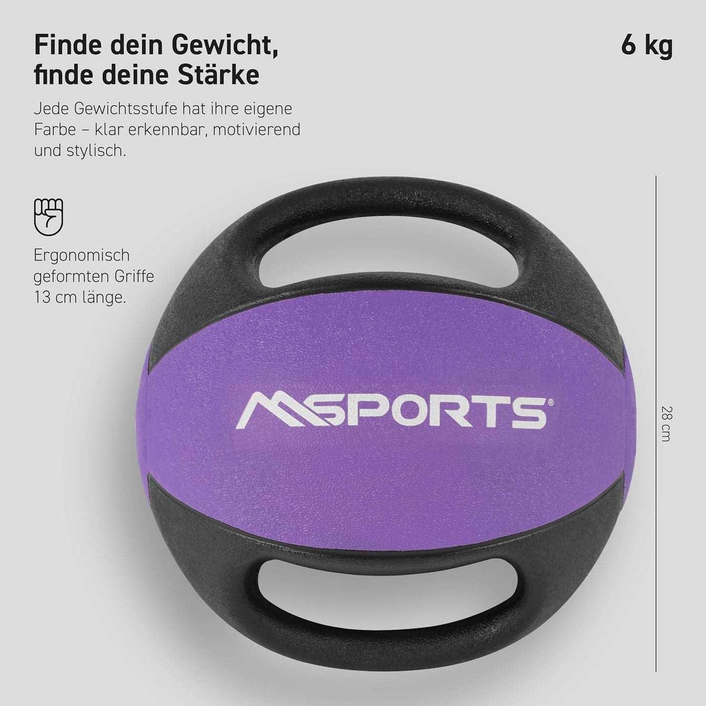 Medizinball mit Griffen, 6 kg, 6 kg - Lila