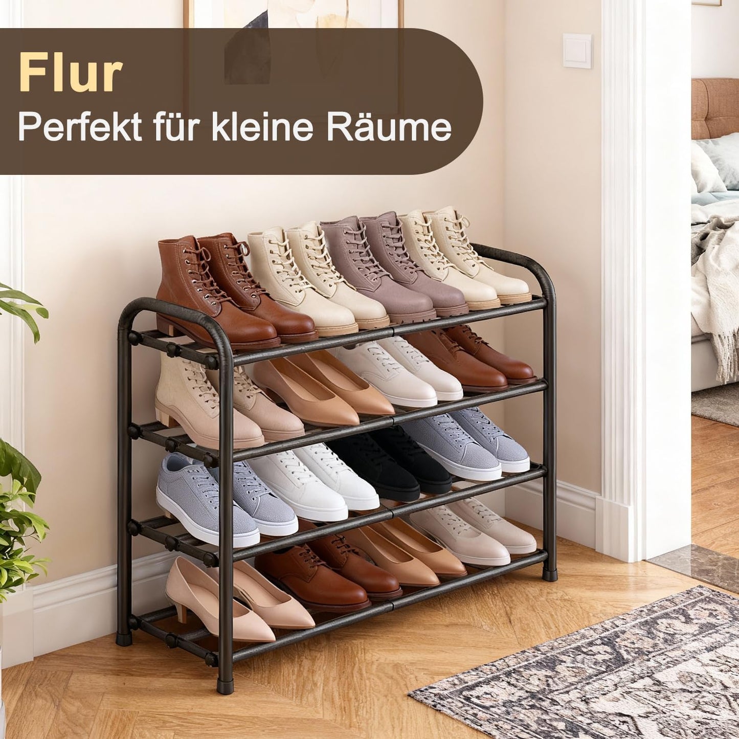 Ausziehbares Schuhregal für enge Räume (4 Ebenen), 4 Ebenen