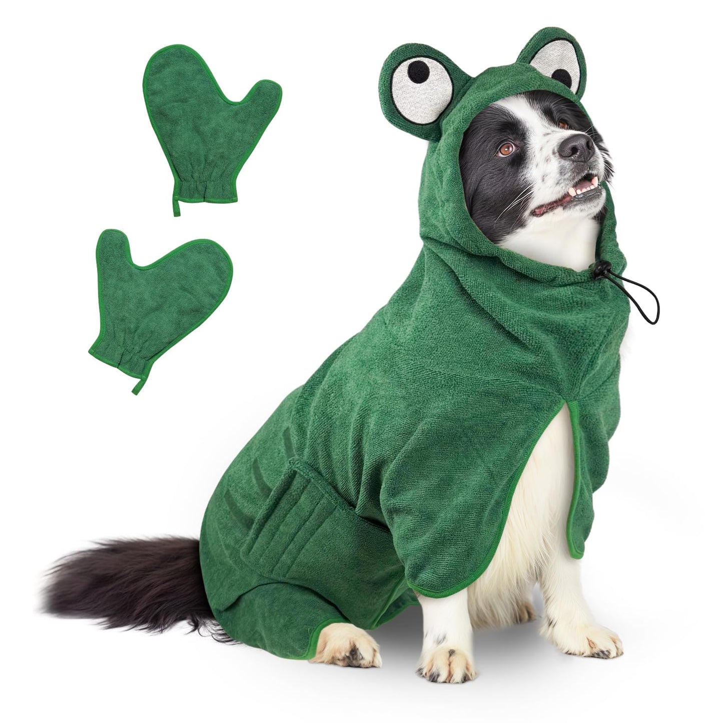 Hundebademantel Modell Frosch, M Grüner Frosch