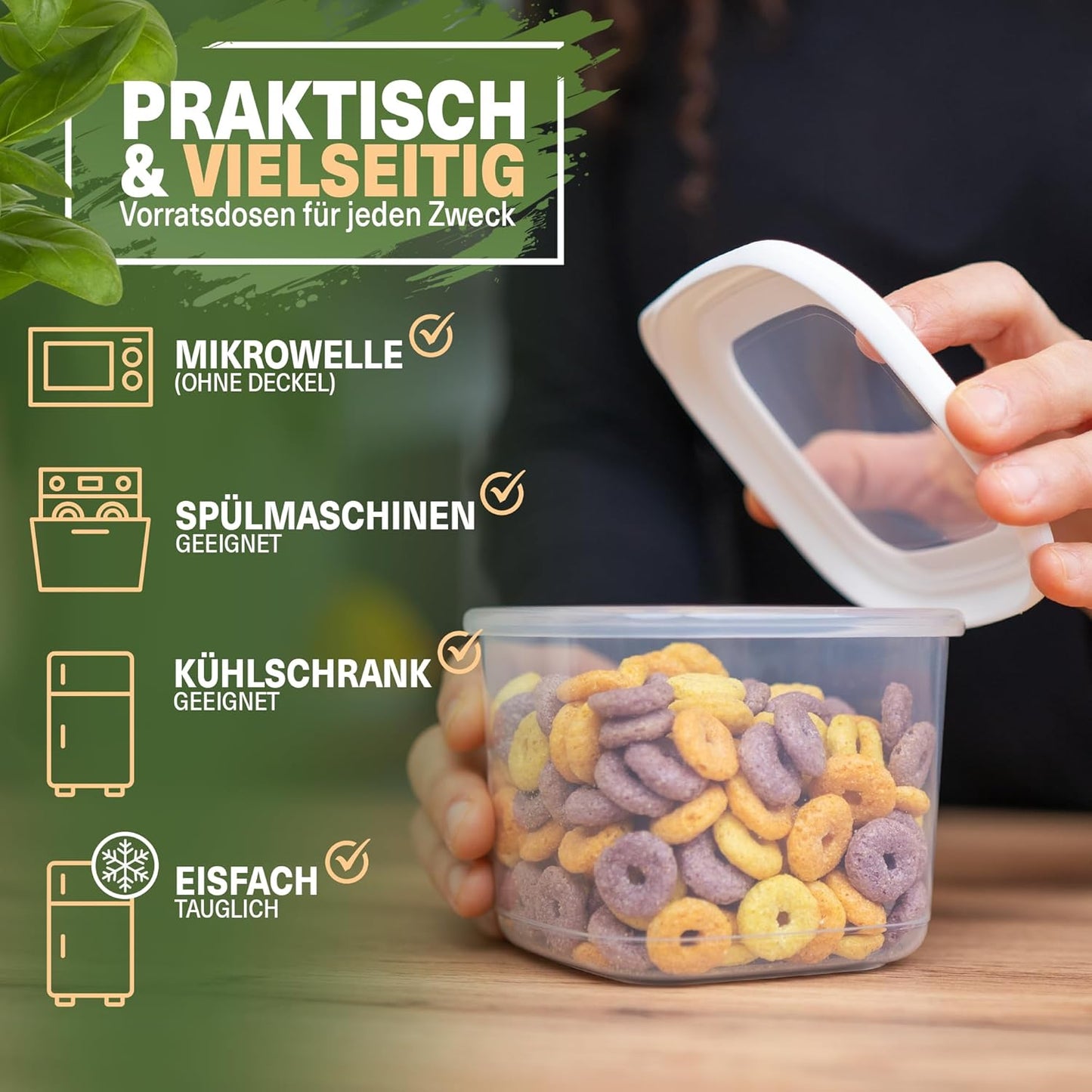 18-teiliges Vorratsdosen-Set, 18er Set Weiss