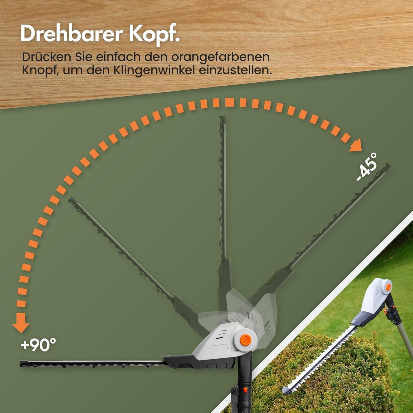 Akku-Teleskop-Heckenschere, Grau