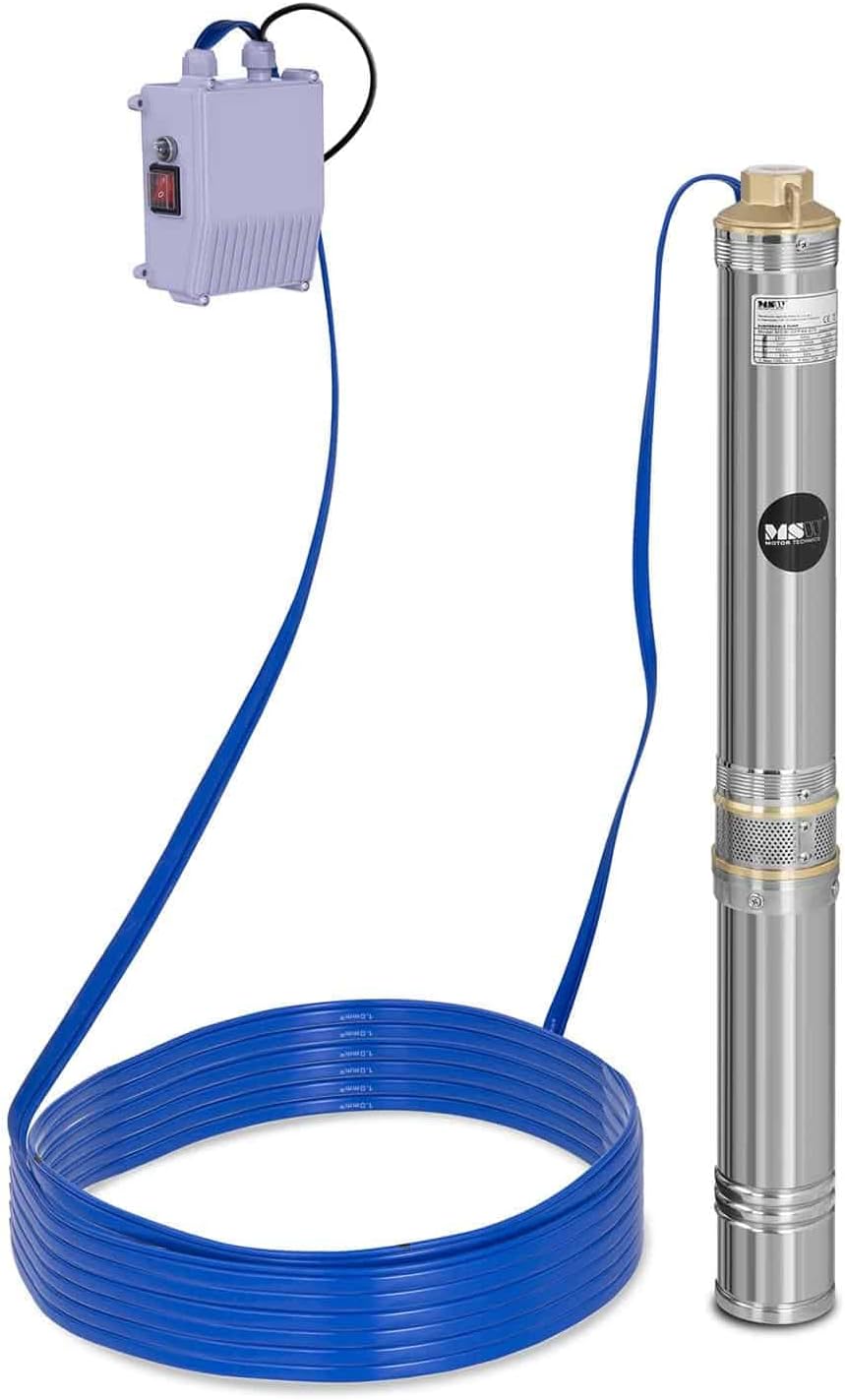 Tiefbrunnenpumpe mit Rückschlagventil und Kabel, 6000 l/h - 750 W