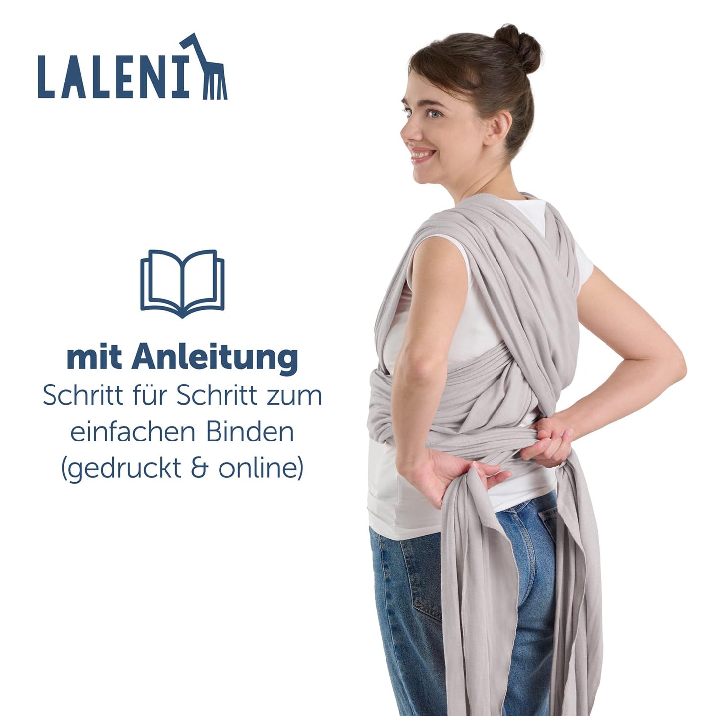 Tragetuch für Neugeborene bis 15 kg, OEKO-TEX zertifiziert, Hellgrau