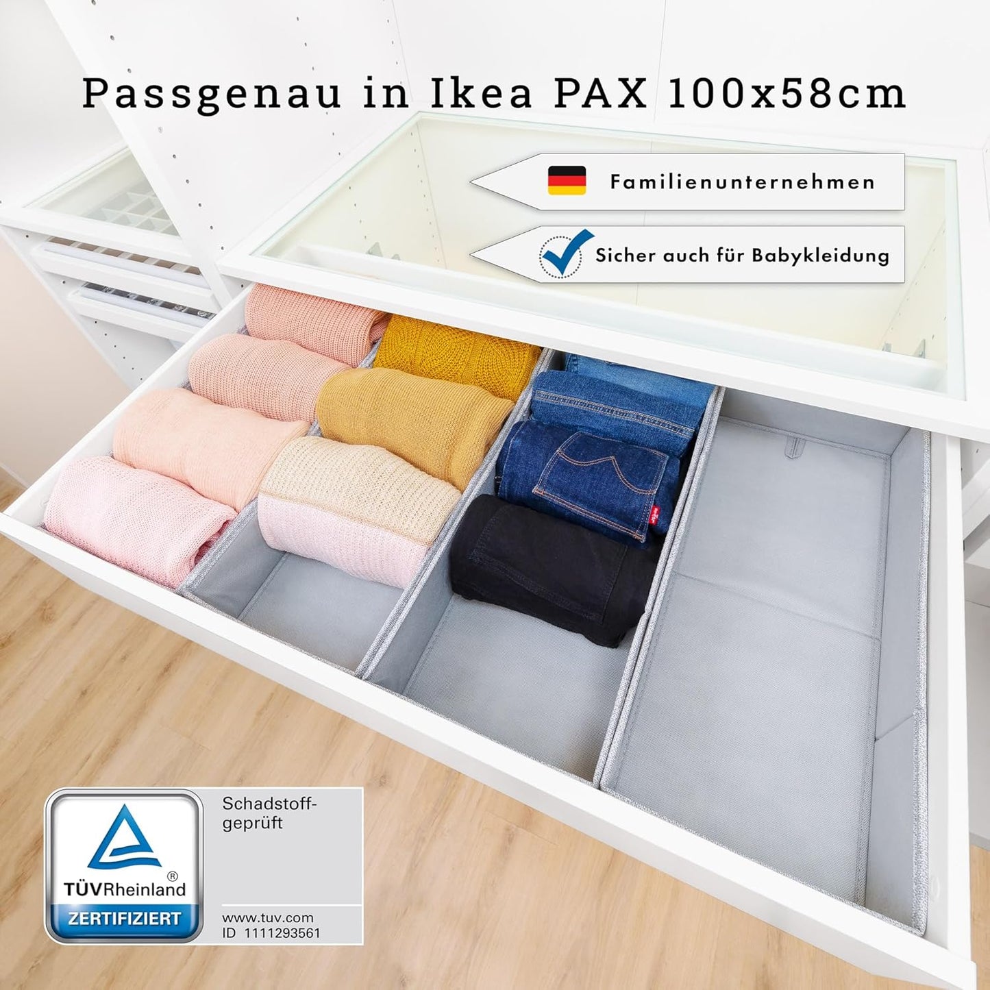 4er Set FileFolding Boxen für IKEA Pax Kleiderschrank, PAX100 FileFolding