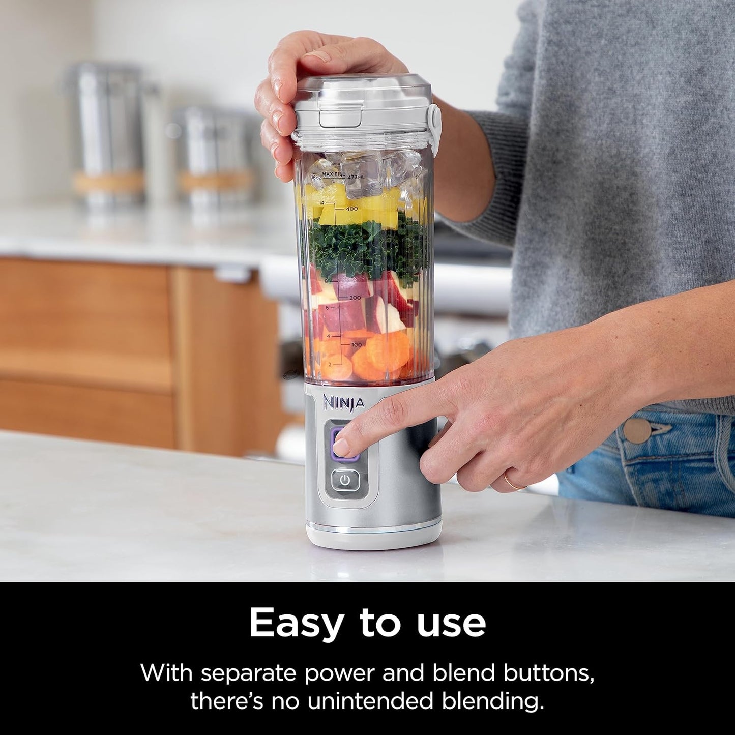 Blast Tragbarer Mixer mit USB-C-Ladefunktion, Weiss/Opulenter Garten