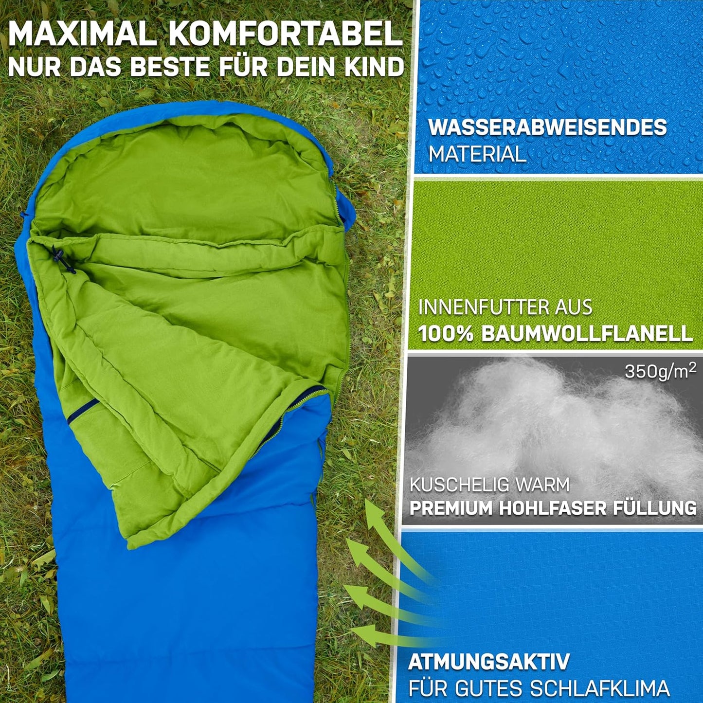 Kinderschlafsack, Blau/Grün