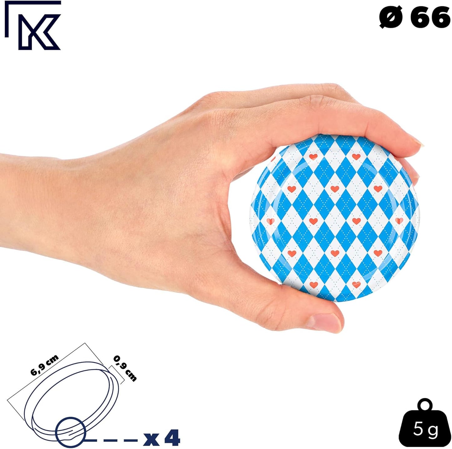 Einmachgläser-Set, 100 Stück Blaue Rauten