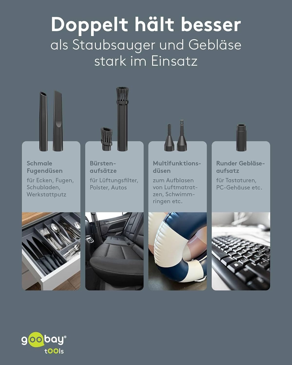 Mini-Staubsauger Superior mit Gebläsefunktion, goobay Mini-Staubsauger 120W