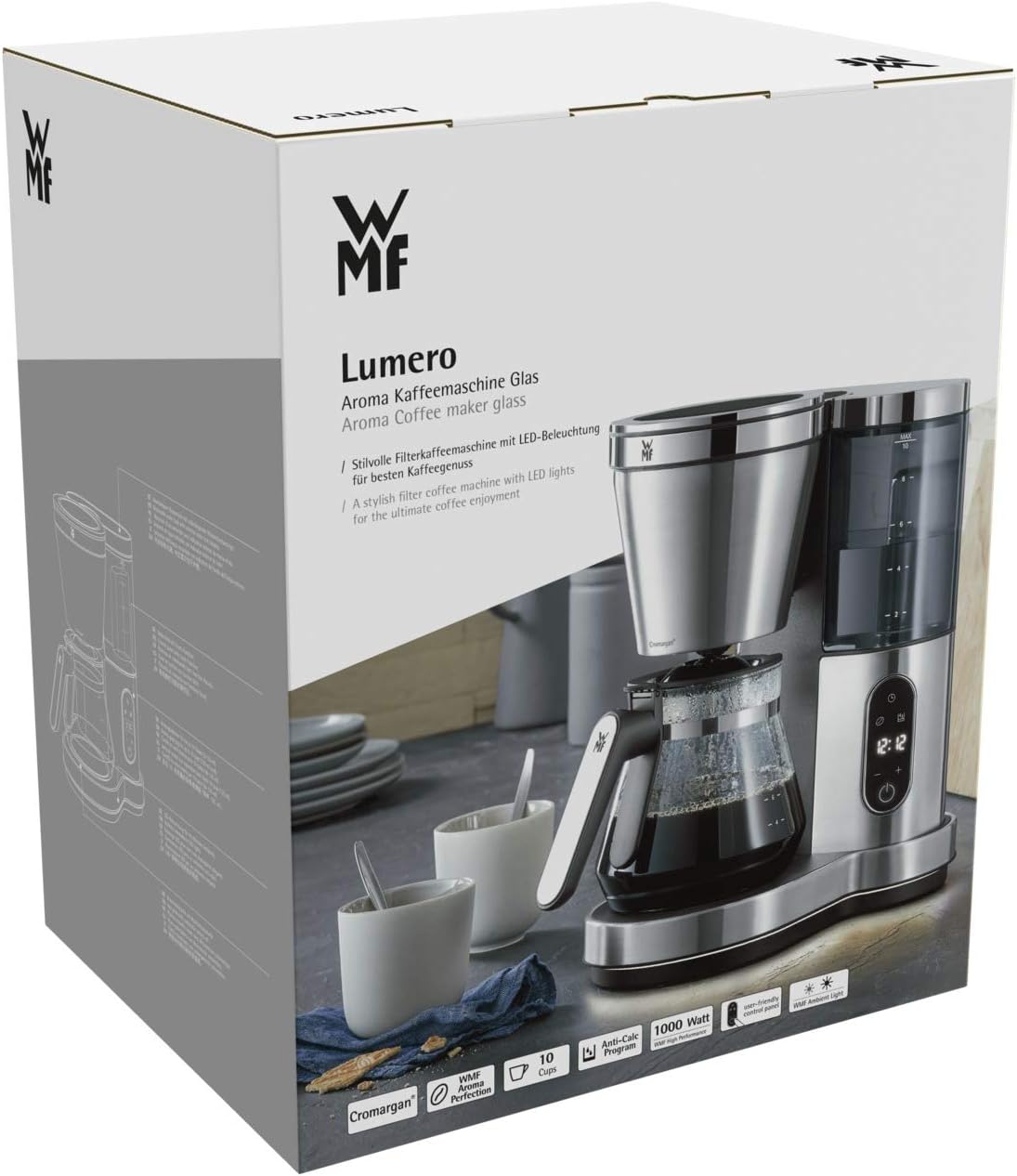 Lumero Filterkaffeemaschine mit Glaskanne, Design - Glaskanne