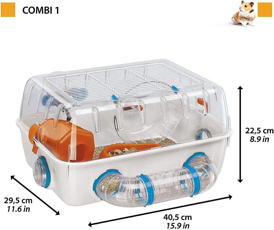 Hamsterkäfig "COMBI 1", L 41 x B 23 x H 30 cm Weiss, Rot, Blau
