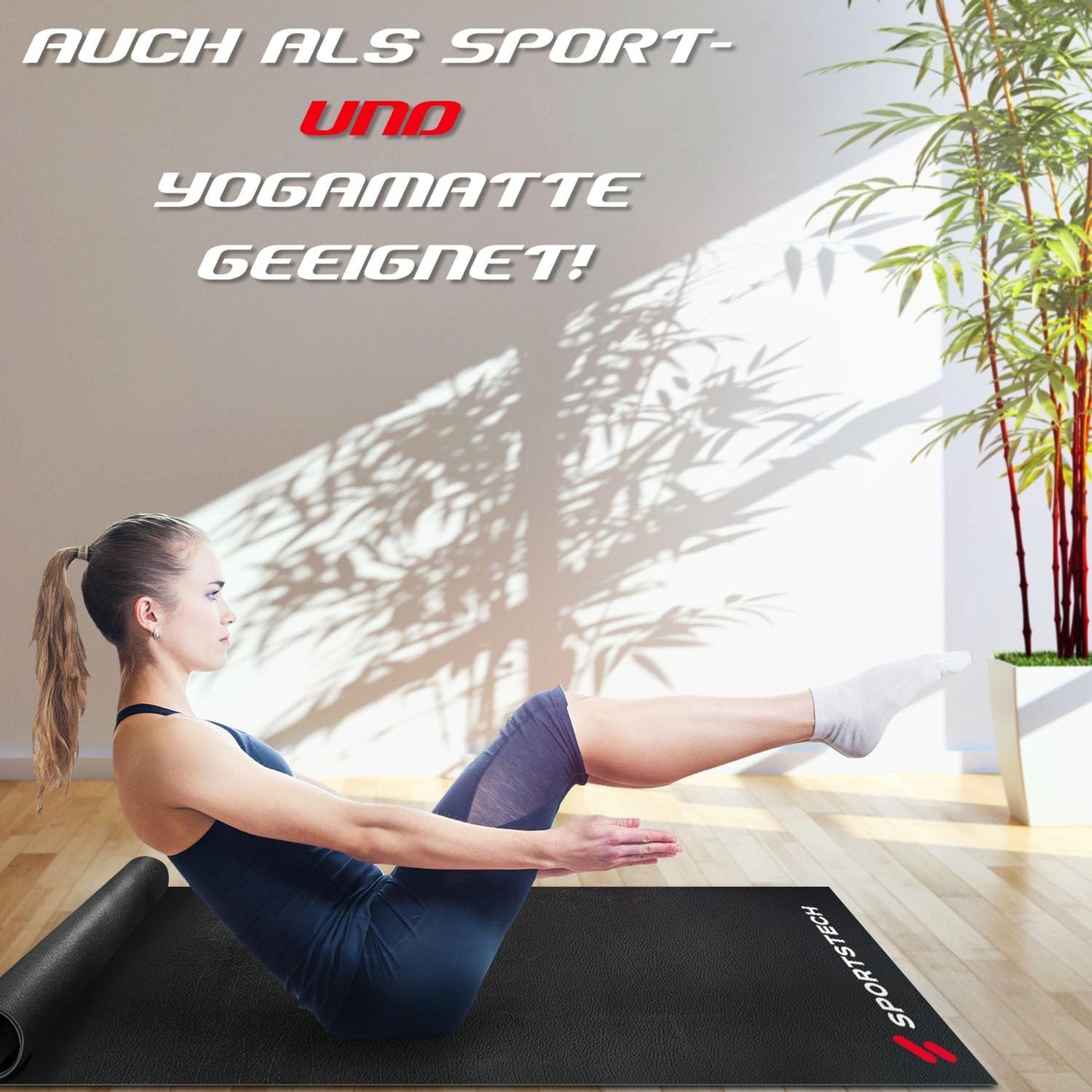 Bodenschutzmatte für Fitnessgeräte, 220L x 100B x 0.6D cm