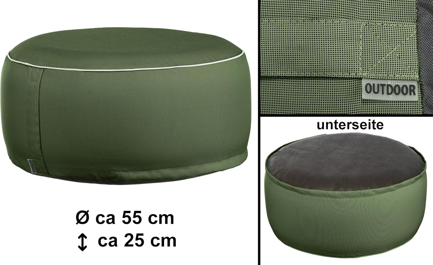 Aufblasbarer Outdoor-Sitzhocker, Dunkelgrün