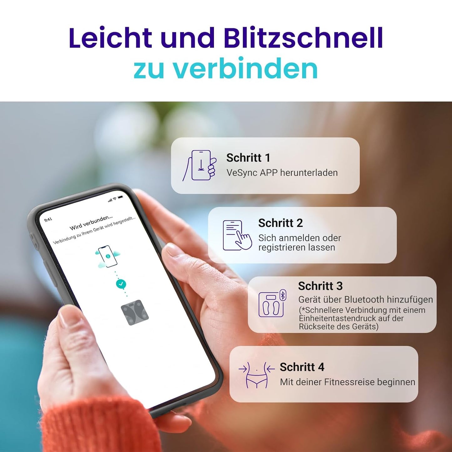 Digitale Personenwaage mit Körperanalyse, 13 Metriken Schwarz 180kg/0.05kg
