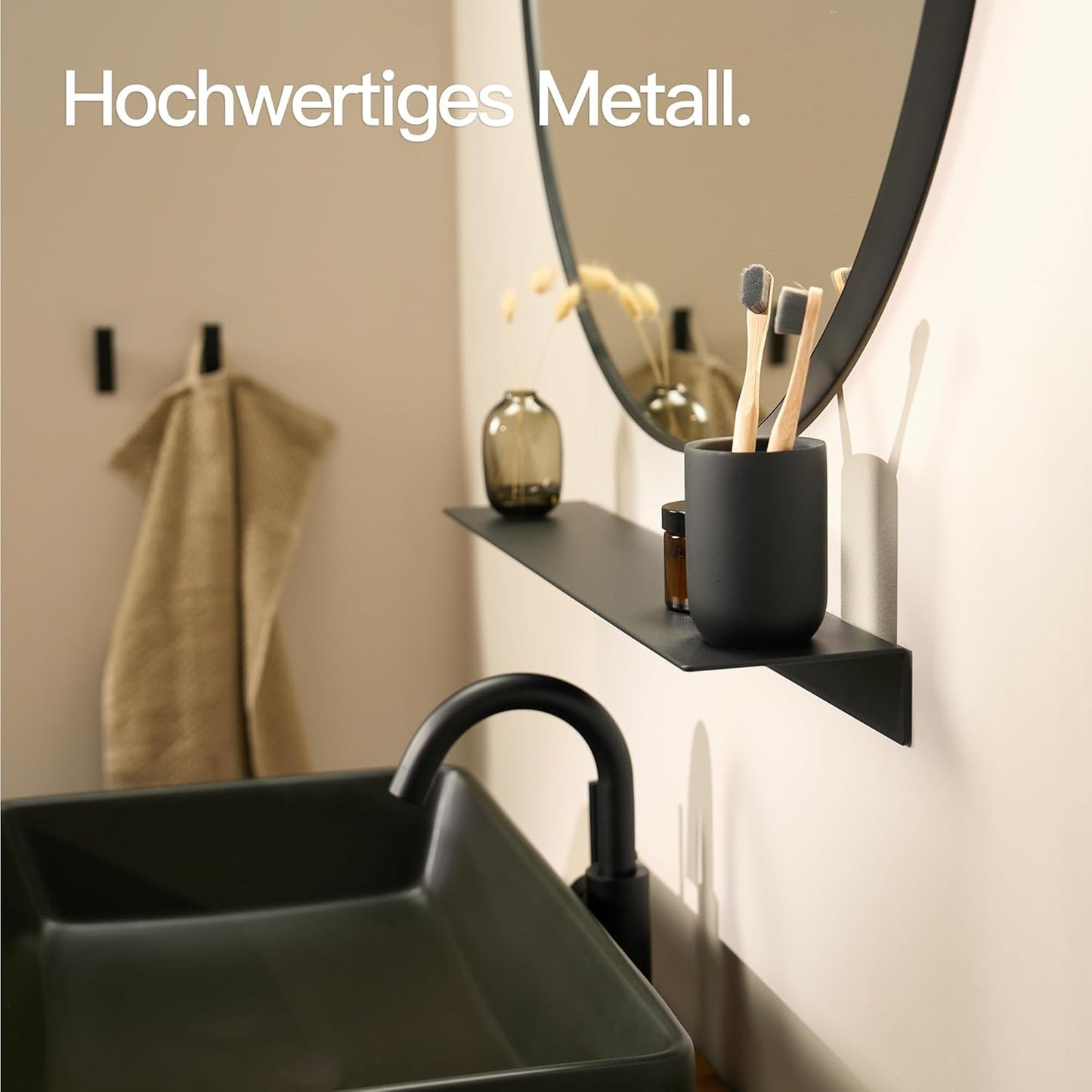 Selbstklebendes Wandregal, Schwarz 58 cm
