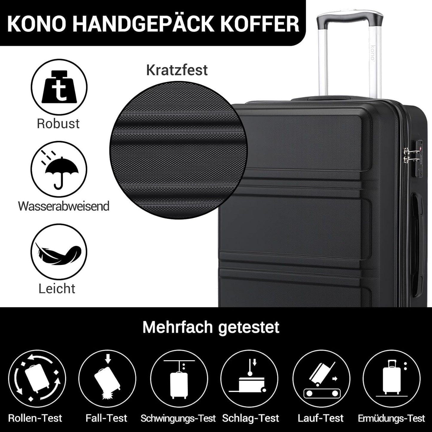 Reisekoffer, L (65cm) Schwarz