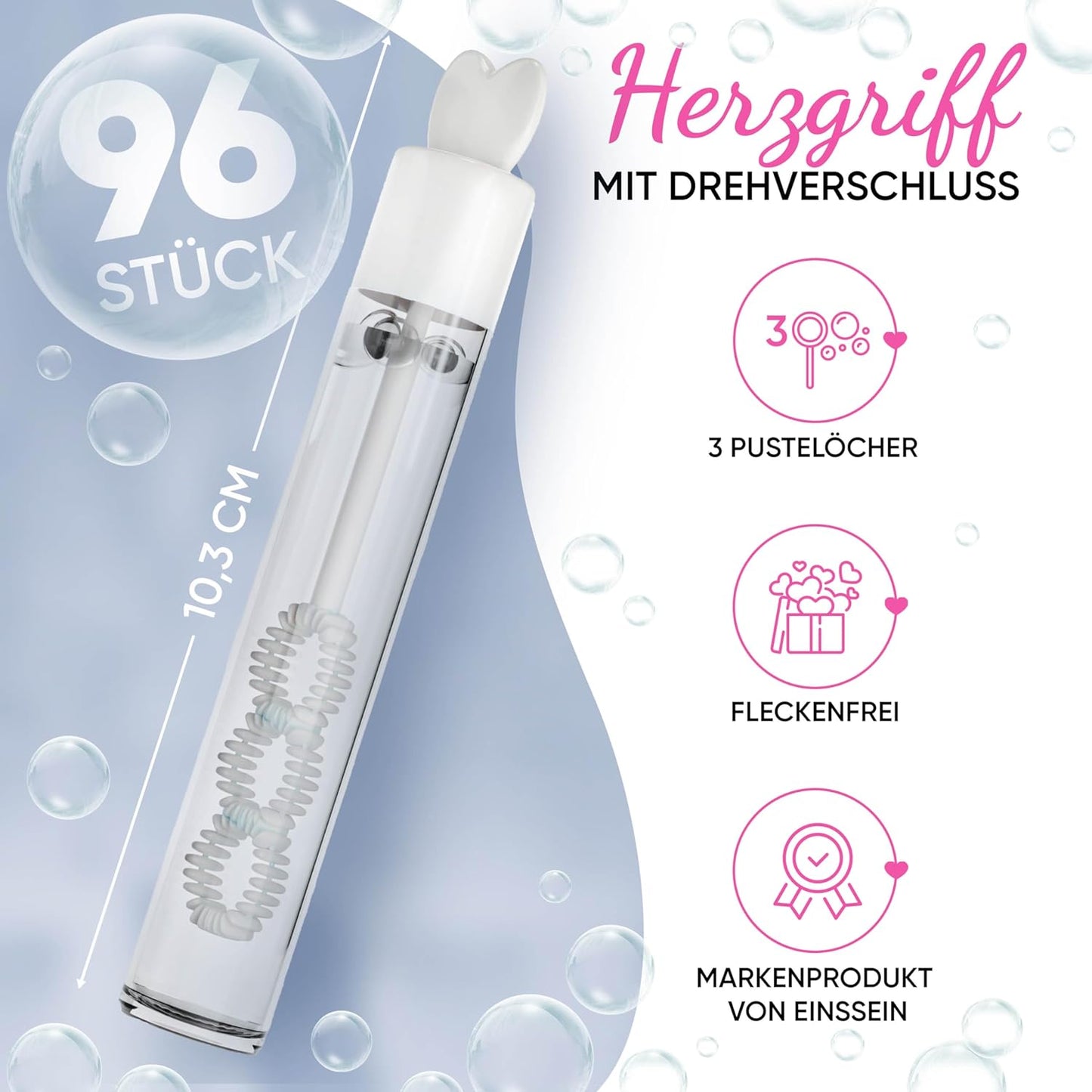 Seifenblasen Lovegläschen, 96 Stück, für Hochzeiten, 96x Box
