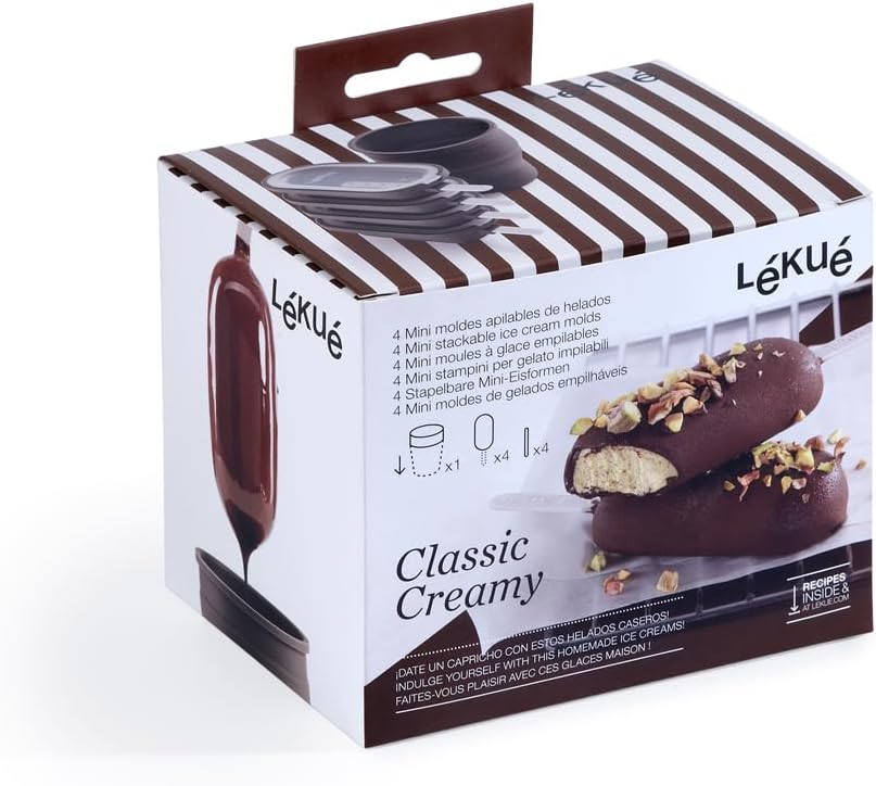 4er-Set Eisformen mit Silikonbehälter, Creamy Single