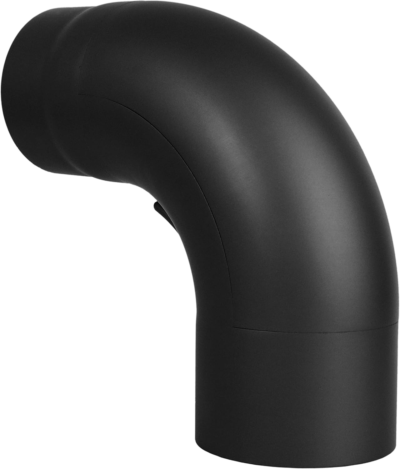 Ofenrohrbogen 90° mit Tür, Bogen 90° Grad gezogen Schwarz-metallic