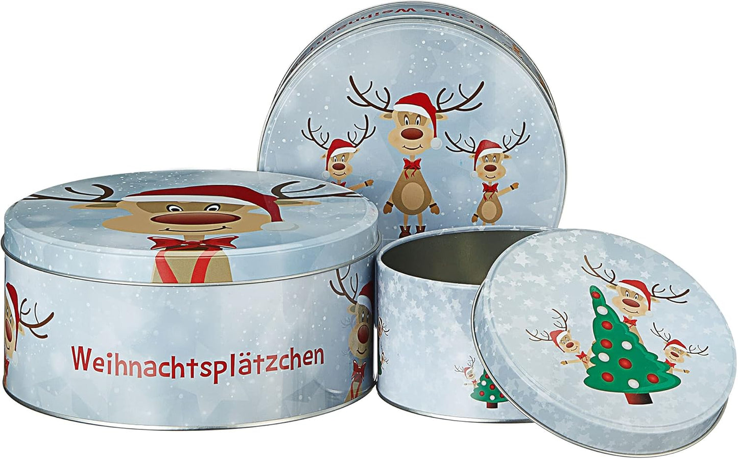 3er-Gebäckdose Set Rentier Ole, 1 x 3er Set Gebäckdose "Rentier Ole"