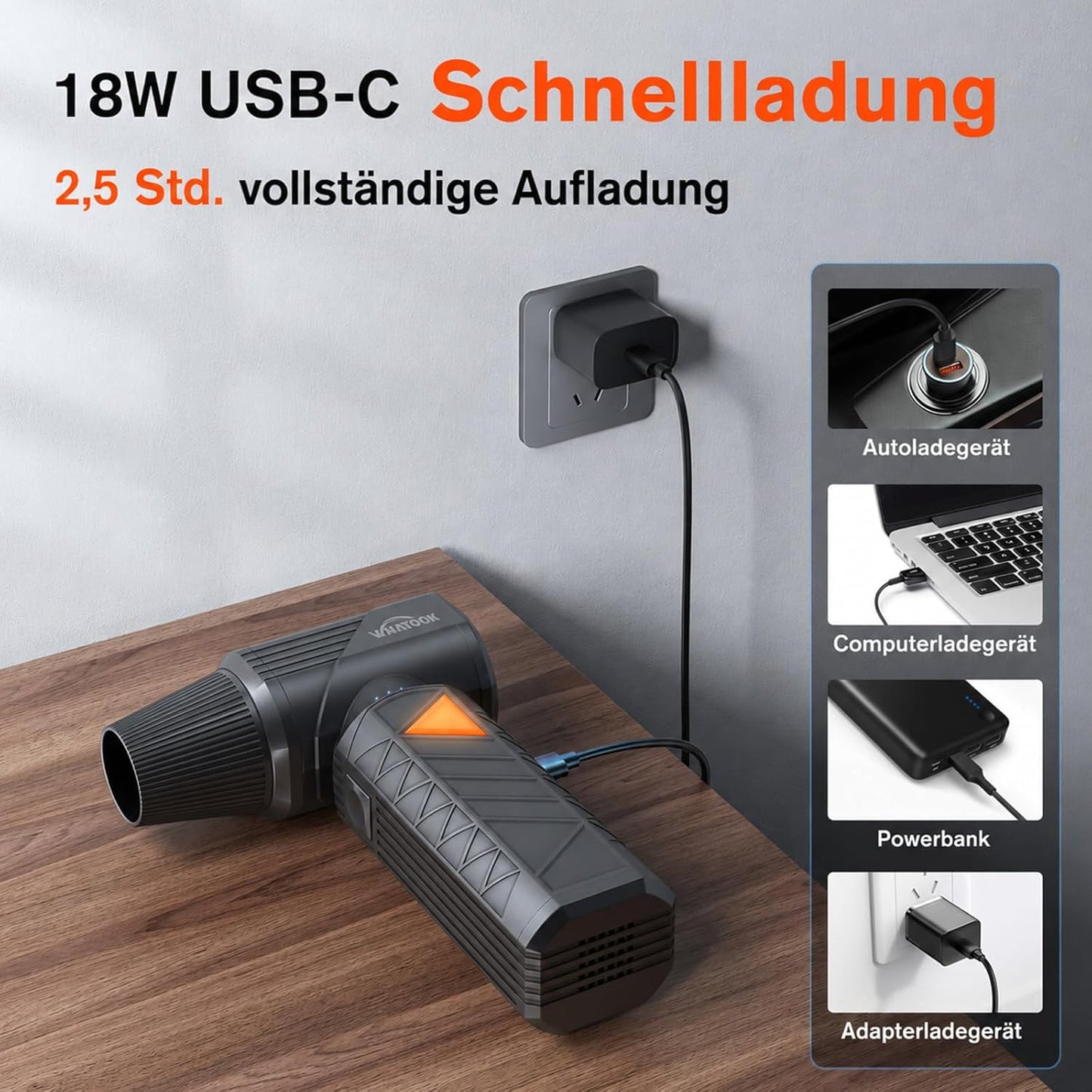 Elektrisches Staubgebläse W02 Pro, Schwarz