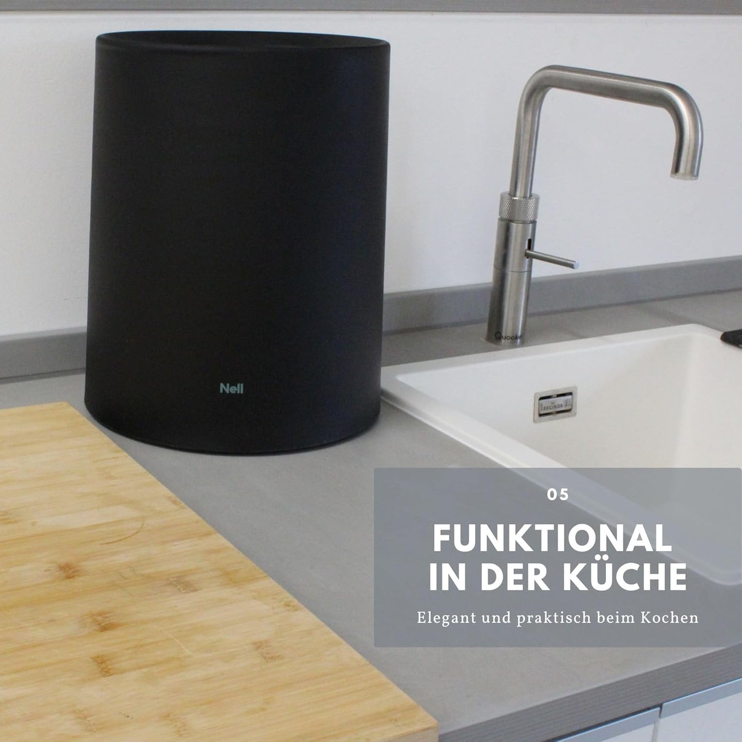 Mülleimer mit Schwingdeckel, 12l mit Deckel Schwarz