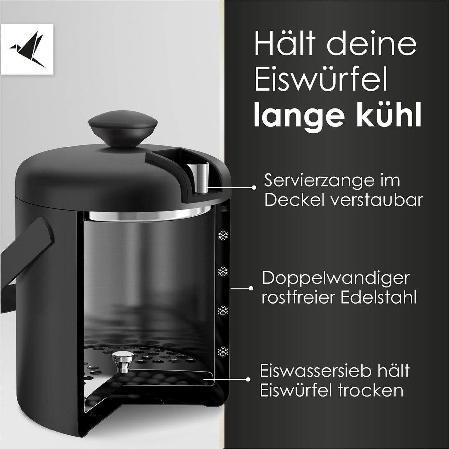Eiswürfelbehälter mit Deckel und Zange