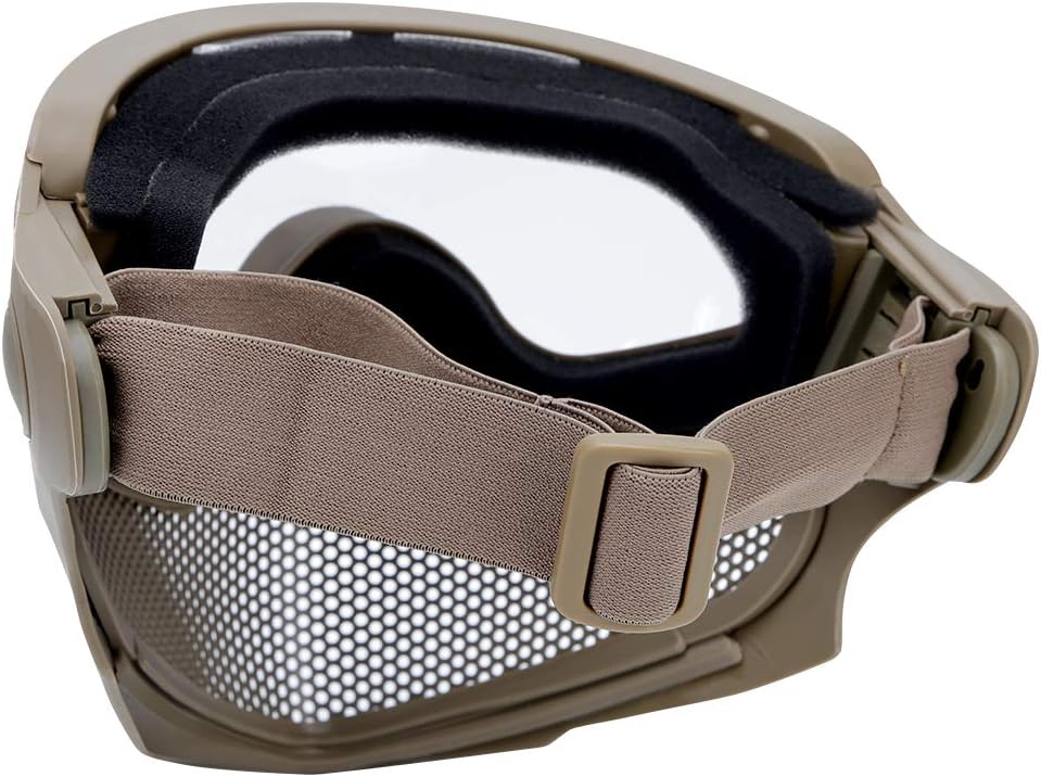 Taktische Sicherheitsmaske mit Antibeschlagbrille-Set, TAN