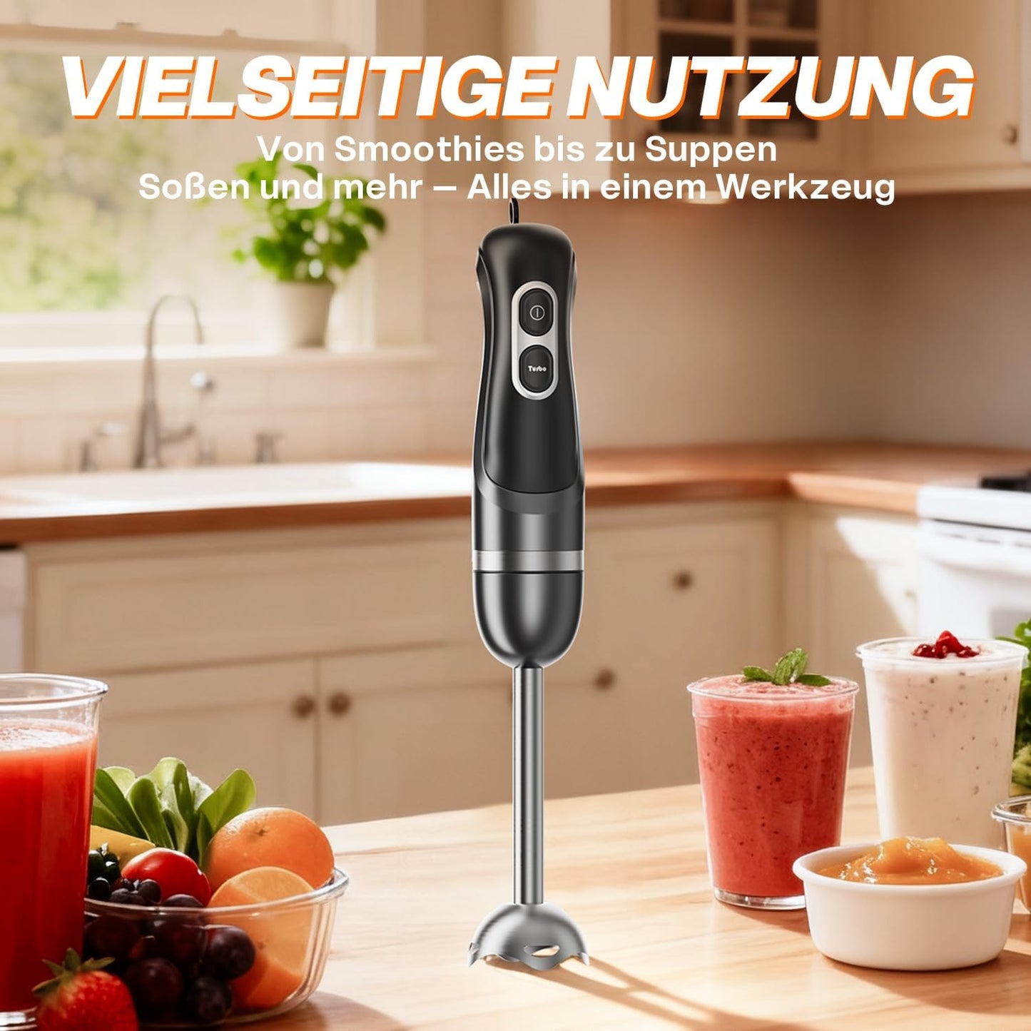 Stabmixer Edelstahl, 1 Schwarz