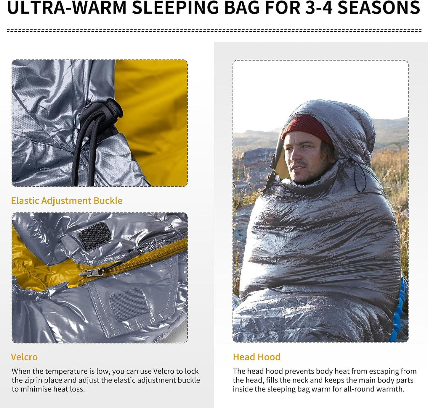 Ultraleichter Daunenschlafsack, CW1000/Grau/M CW1000 (-11℃)