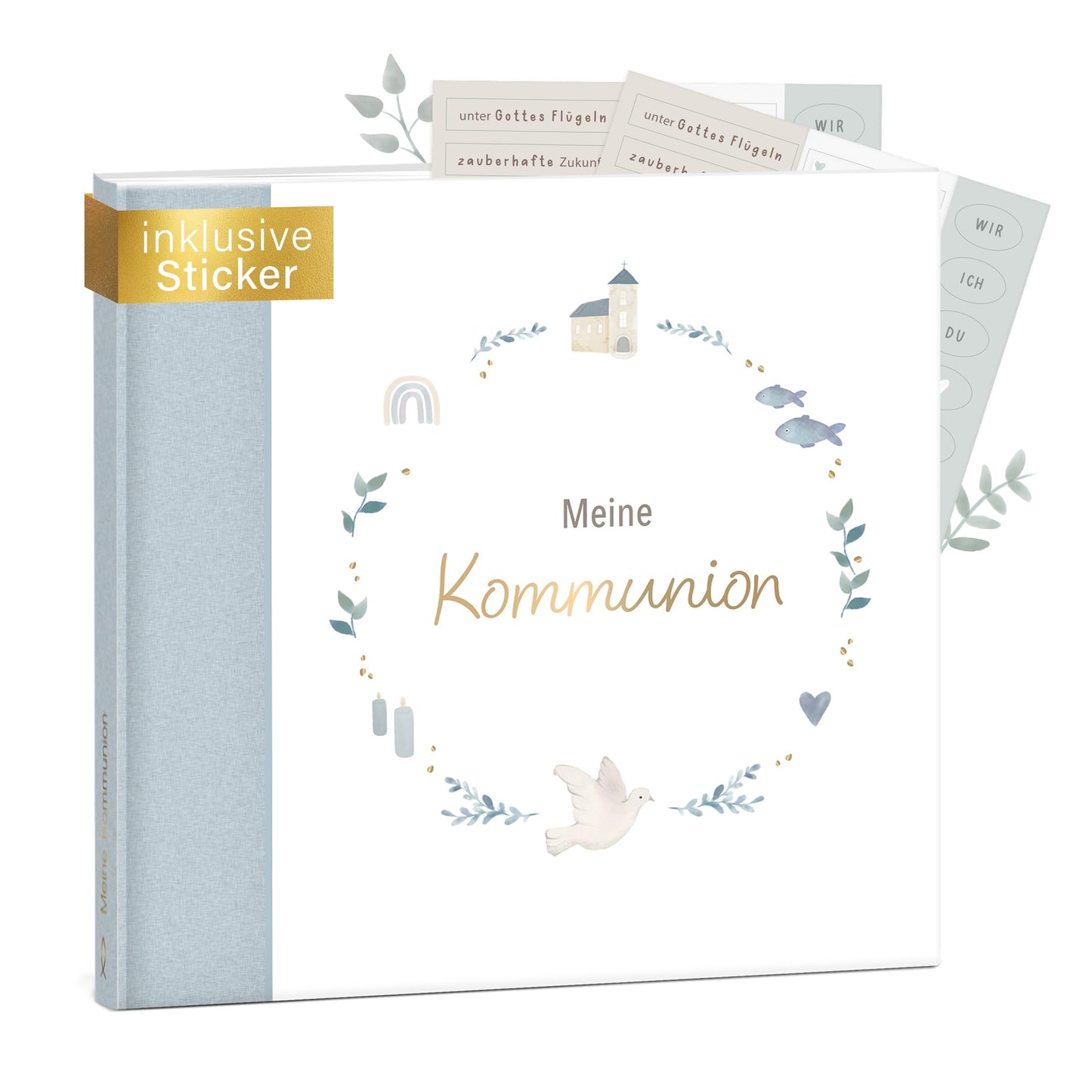 Kommunion Gästebuch, Blau Leinen