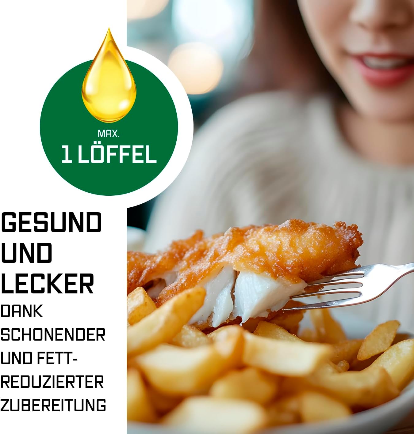 FryUp Vertikale Doppelkammer Heissluftfritteuse mit MultiColour-LED-Touchdisplay, Schwarz 5 Liter (2x 2,5L)