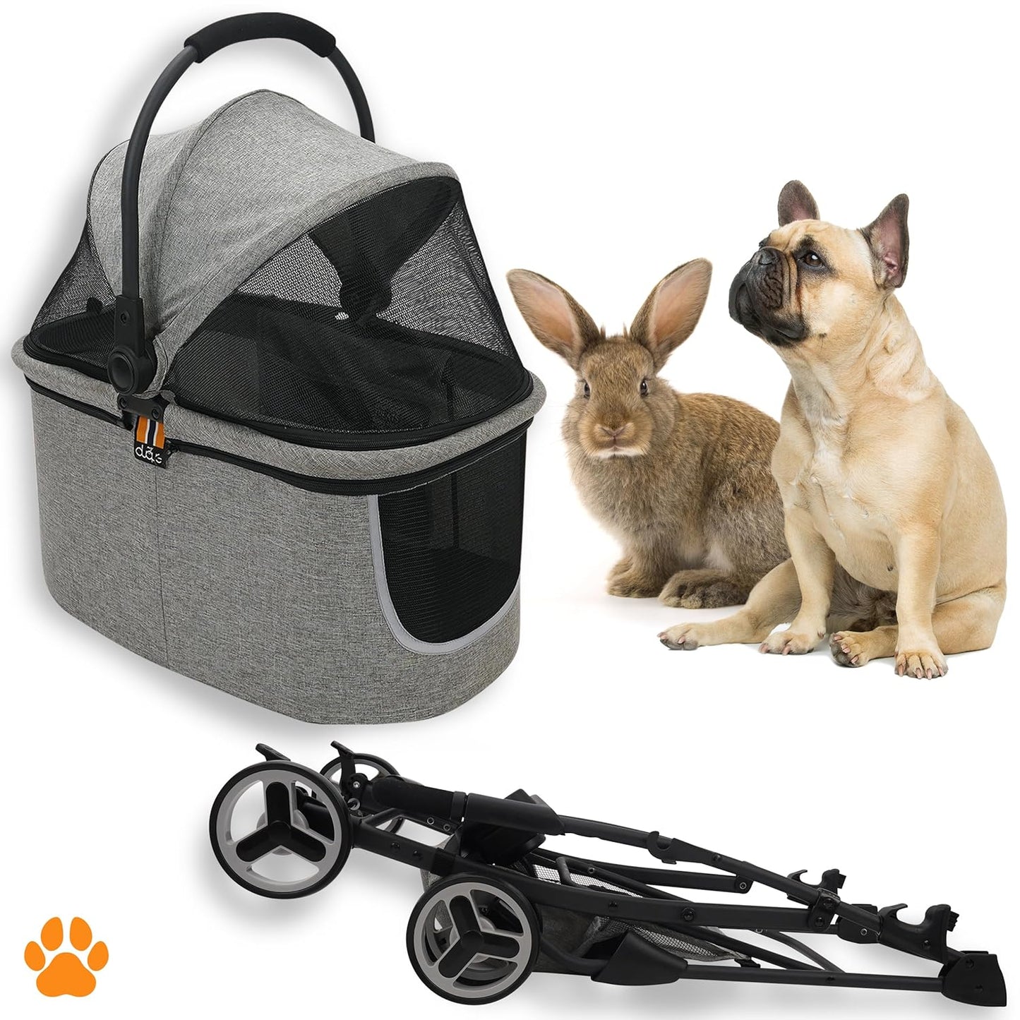 CECE - 2 in 1 Hundebuggy und Transportbox für Hunde, Grau