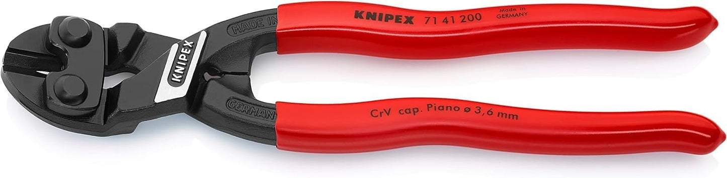 Kompakt-Bolzenschneider CoBolt 200 mm (gewinkelt), 20° gewinkelter Kopf/Schneidaussparung, 200 mm / SB-Verpackung, Griffe mit Kunststoff Überzogen,