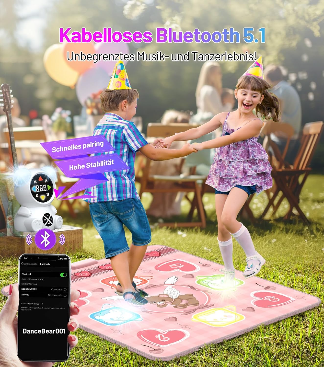 Leuchtende Tanzmatte für Kinder mit Musikplayer